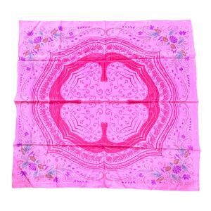 Silk Floral Tablecloth Table Topper Pink and Purple Made In Thailand 33" Square